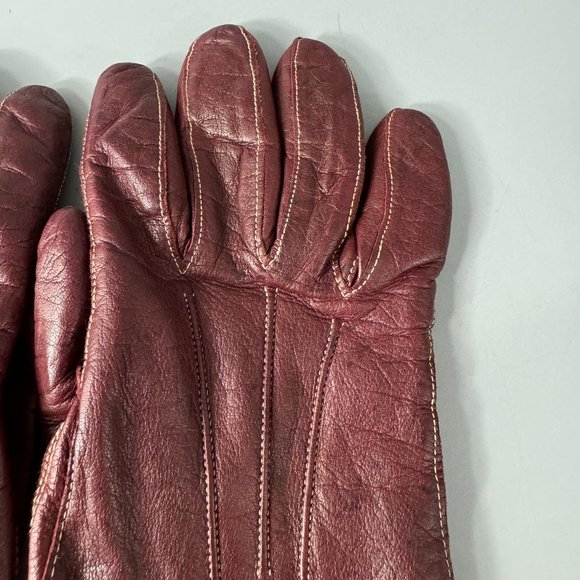 Vintage Coach Burgundy Soft Leather Gloves, Size 7 - Picture 7 of 13